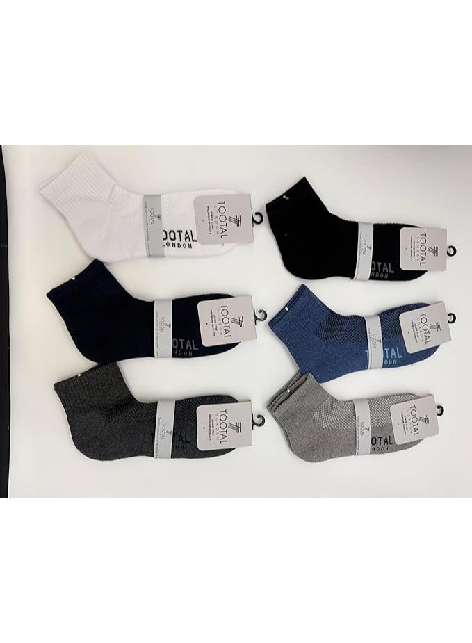Tootal Premium Ankle Sports Socks – 12 Pairs (White, Black, Navy, Blue, Light Grey, Dark Grey) | Cushioned, Breathable & Soft Cotton Blend | Everyday Comfort - Image 2