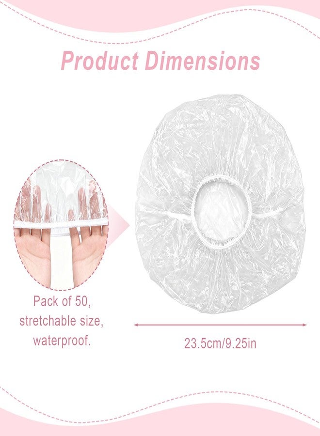 Brvlsoc 50-Pack Disposable Shower Caps - Thick Waterproof Elastic Bath Caps for Women, Men, Kids, Travel, Hotel, Salon & Home Use (46cm, Clear) - Image 2