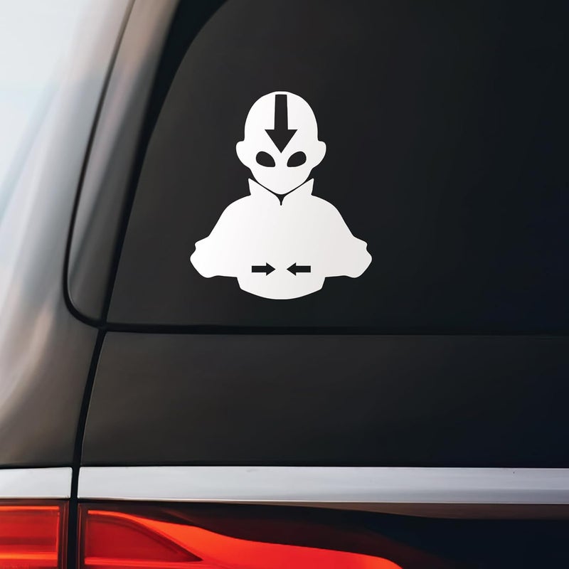 Bargain Max Decals ATLA Aang Silhouette Avatar Sticker Decal Notebook Car Laptop 5.5"x4.75" (White) - Image 1