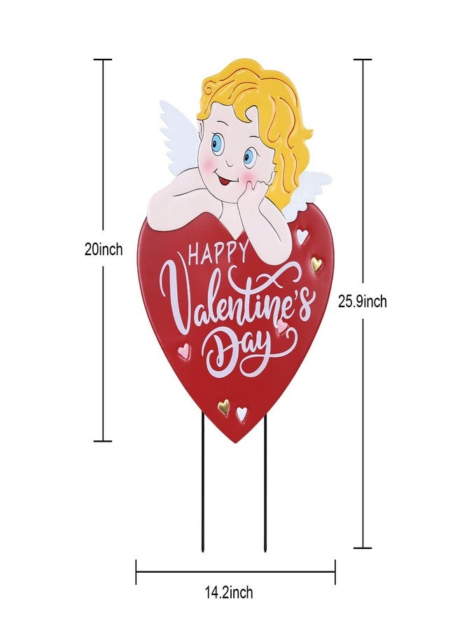 hogardeck Valentines Day Decorations Outdoor, 26" Metal Cupid Decorative Garden Stakes for Valentines Decor, Happy Valentine's Day Yard Sign Heart for Home Outside Lawn Porch Anniversary Wedding Party - Image 4