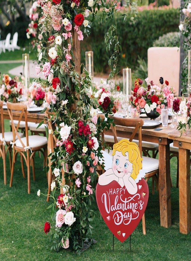 hogardeck Valentines Day Decorations Outdoor, 26" Metal Cupid Decorative Garden Stakes for Valentines Decor, Happy Valentine's Day Yard Sign Heart for Home Outside Lawn Porch Anniversary Wedding Party - Image 3