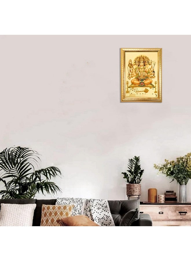Hawai Panchmukhi Hanuman ji Bajrangbali Photo with Engineered Wood Wall Hanging Home Decor Religious Photo Frame for Home Office Pooja Room Shop Main Door Entrance, 8.5X7 inch, GLDFRM450 - Image 4