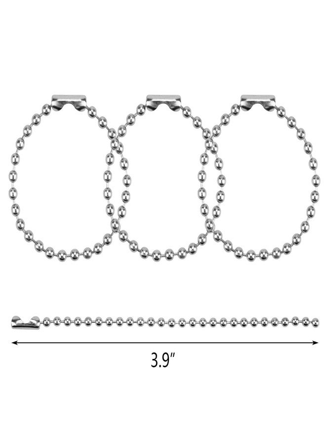 Hedume 500 Pieces Nickel Plated Ball Chain, 3.9" Long 2.4mm Diameter Bead Connector Clasp, Adjustable Metal Bead Keychain, Tag, Key Rings - Image 2