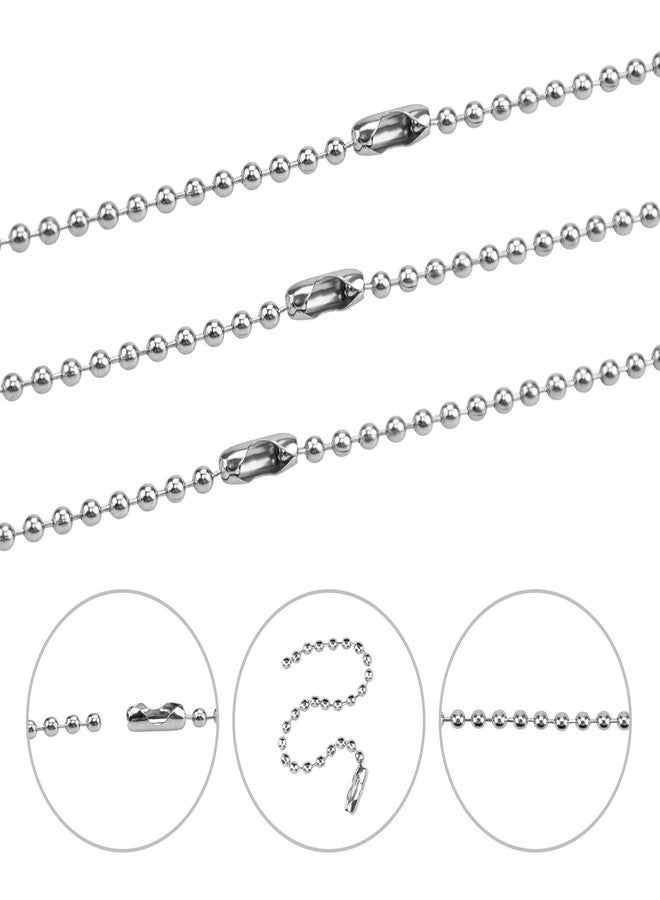 Hedume 500 Pieces Nickel Plated Ball Chain, 3.9" Long 2.4mm Diameter Bead Connector Clasp, Adjustable Metal Bead Keychain, Tag, Key Rings - Image 3