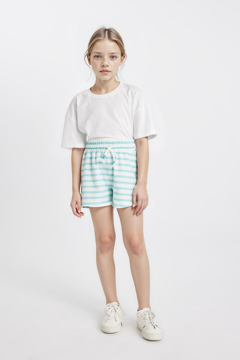 DeFacto Blue Girl Girl Striped Shorts Casual - Image 2