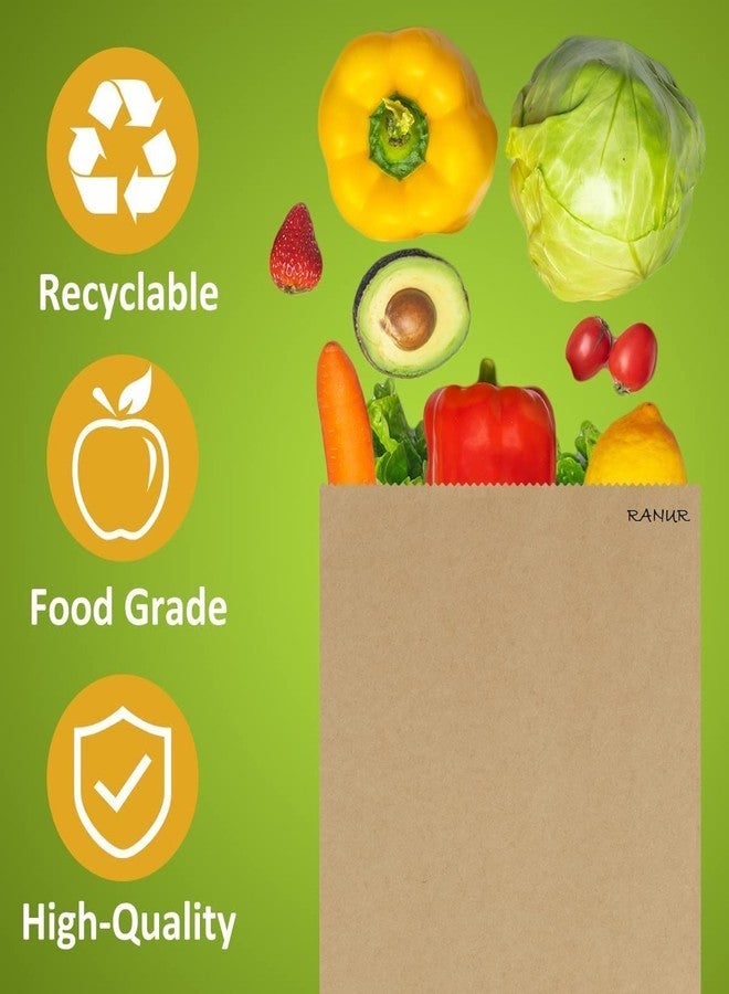 RANUR Food Grade Square Bottom Paper Bags For Food Packing Or Flat Bottom Carry Bags For Gifting Disposal Bags For Size 6 X 4 X 11.5 Inches Color Brown Paper Bags, Fold Top (100) - Image 5