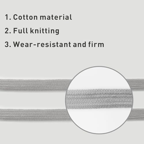 UamGlsob 2Pairs Shoelaces for Golden Goose Sneakers, 5/16"(8mm) Cotton Flat Athletic Shoe Laces Replacement Strings for GG (Light Gray, 47"/120cm) - Image 3