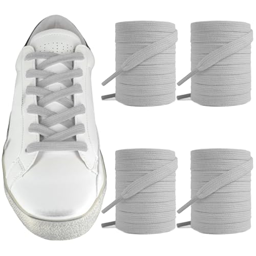 UamGlsob 2Pairs Shoelaces for Golden Goose Sneakers, 5/16"(8mm) Cotton Flat Athletic Shoe Laces Replacement Strings for GG (Light Gray, 47"/120cm) - Image 1