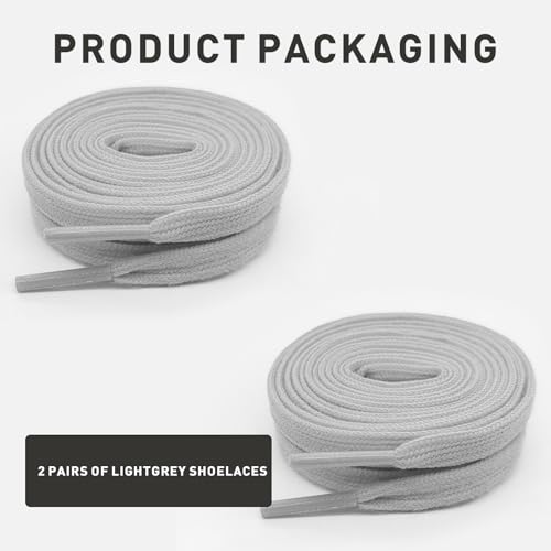UamGlsob 2Pairs Shoelaces for Golden Goose Sneakers, 5/16"(8mm) Cotton Flat Athletic Shoe Laces Replacement Strings for GG (Light Gray, 47"/120cm) - Image 2