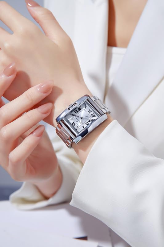 Daniel Hechter Paris Opera Collection Square Dial Watch for Women with Roman Indices and Stainless Steel Strap-DHW2004 - Image 2