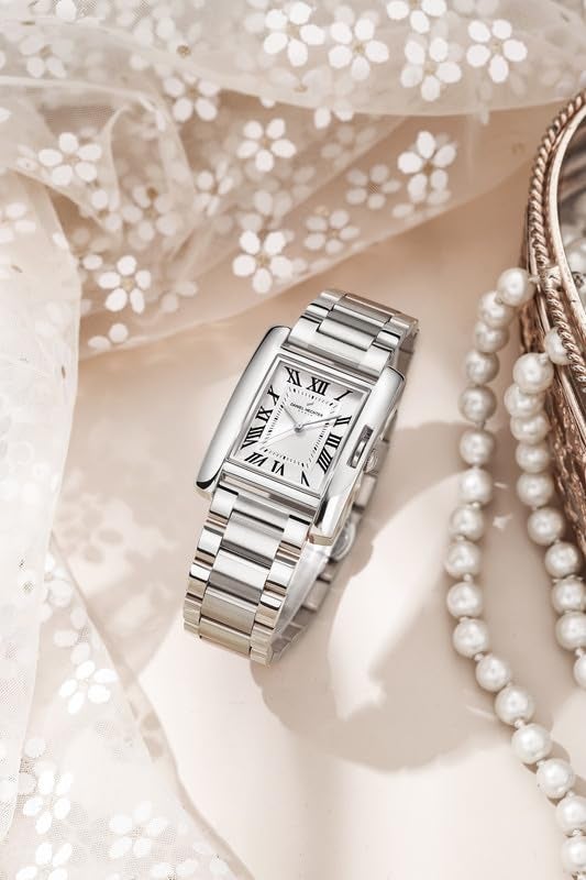 Daniel Hechter Paris Opera Collection Square Dial Watch for Women with Roman Indices and Stainless Steel Strap-DHW2004 - Image 4