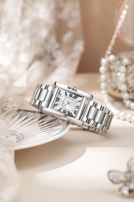 Daniel Hechter Paris Opera Collection Square Dial Watch for Women with Roman Indices and Stainless Steel Strap-DHW2004 - Image 3