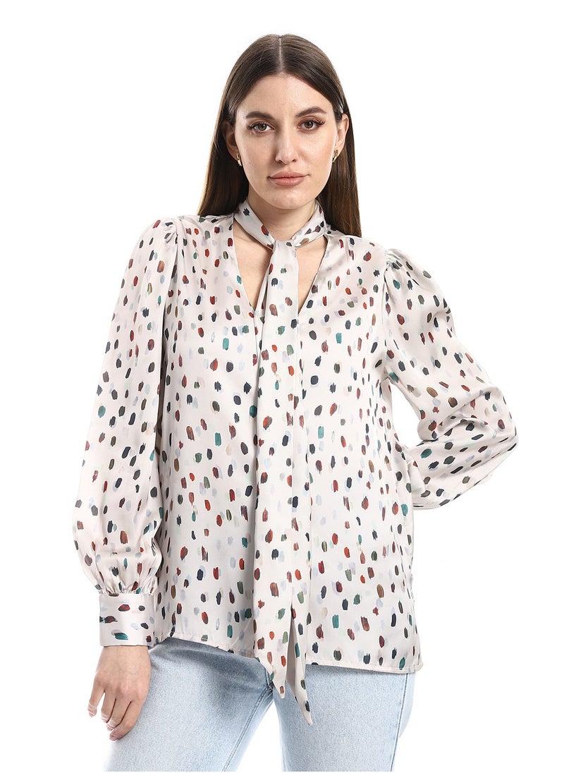 MERCH V Neck Blouse With Tie  - Image 1