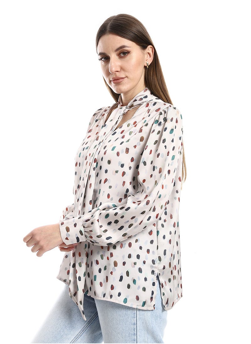 MERCH V Neck Blouse With Tie  - Image 2