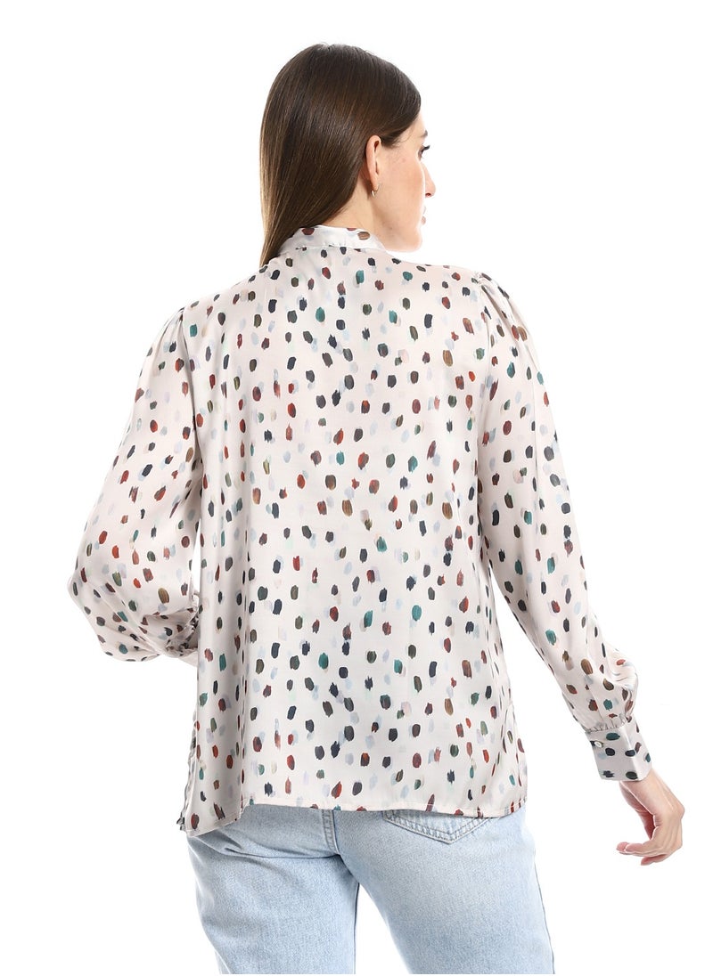 MERCH V Neck Blouse With Tie  - Image 3