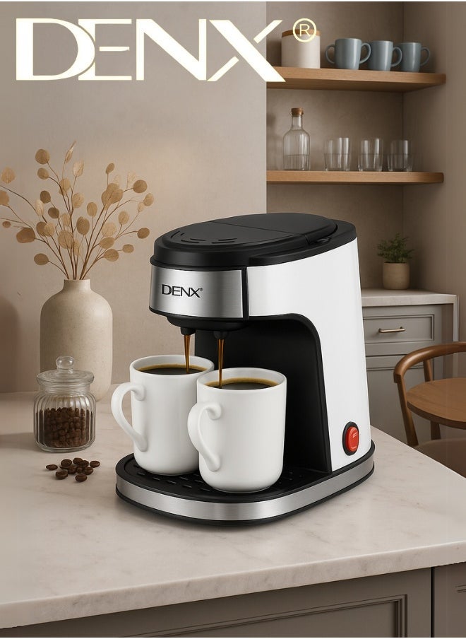 Denx Dx3413 Drip Coffee Maker – 450W Power, 240Ml Capacity, High Density Filter, Single/Double Cup Brewing, Sleek Design With Light Indicator, Multi-Purpose For Coffee & Tea – Ideal For Home Or Office - Image 2