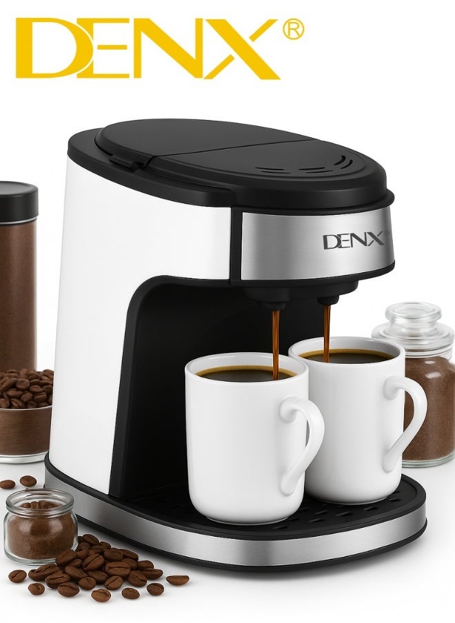 Denx Dx3413 Drip Coffee Maker – 450W Power, 240Ml Capacity, High Density Filter, Single/Double Cup Brewing, Sleek Design With Light Indicator, Multi-Purpose For Coffee & Tea – Ideal For Home Or Office - Image 3