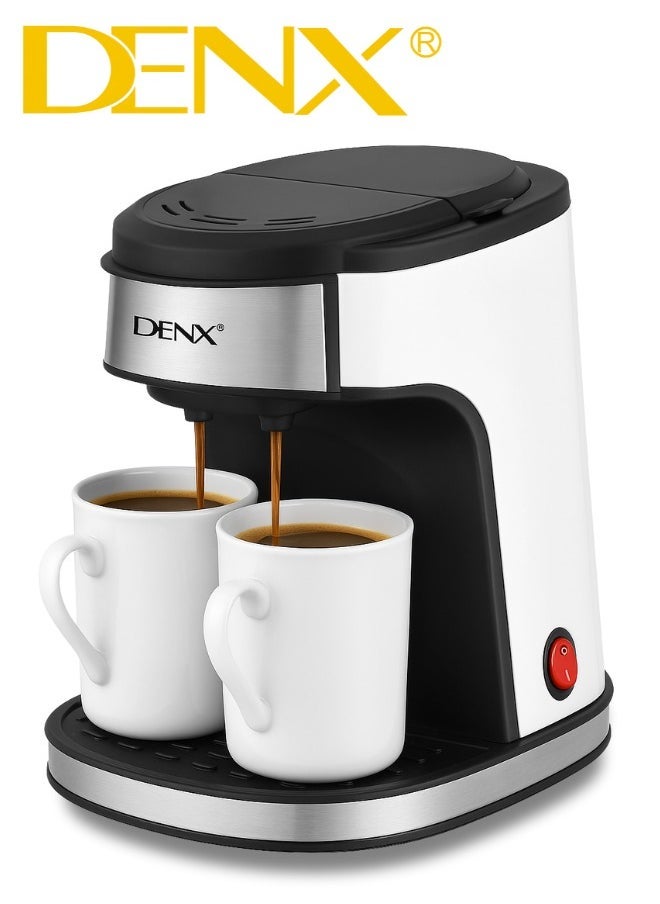 Denx Dx3413 Drip Coffee Maker – 450W Power, 240Ml Capacity, High Density Filter, Single/Double Cup Brewing, Sleek Design With Light Indicator, Multi-Purpose For Coffee & Tea – Ideal For Home Or Office - Image 1