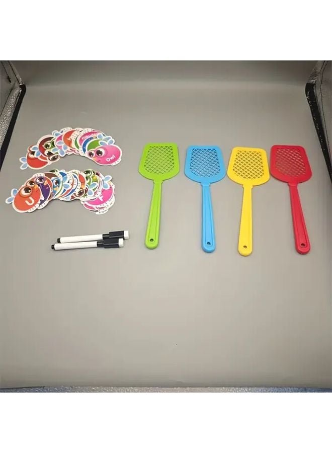 Alphabet Fly Catcher Game Set With 29 Cards 2 Pens 4 Swatters Educational ABC Toys - Image 1