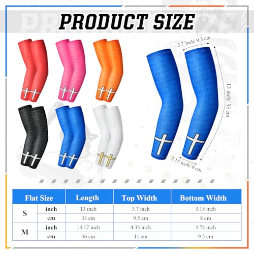 Shyyween 6 Pair Ice Cream Drip Baseball Arm Sleeve Youth Cross Sun Protection Compression Arm Sleeve American Flag Sport GiftFaith CrossSmall - Image 3