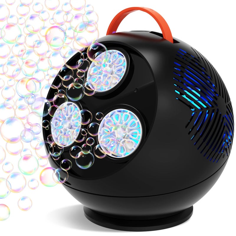 IFLOVE Bubble Machine for Kids Toddlers45360 Auto Rotatable Spherical Bubble Maker Toy with LED LightRechargeable Bubble Blower for 3 4 5 Year OldWedding Party Easter Birthday Gifts Spherical Black - Image 3