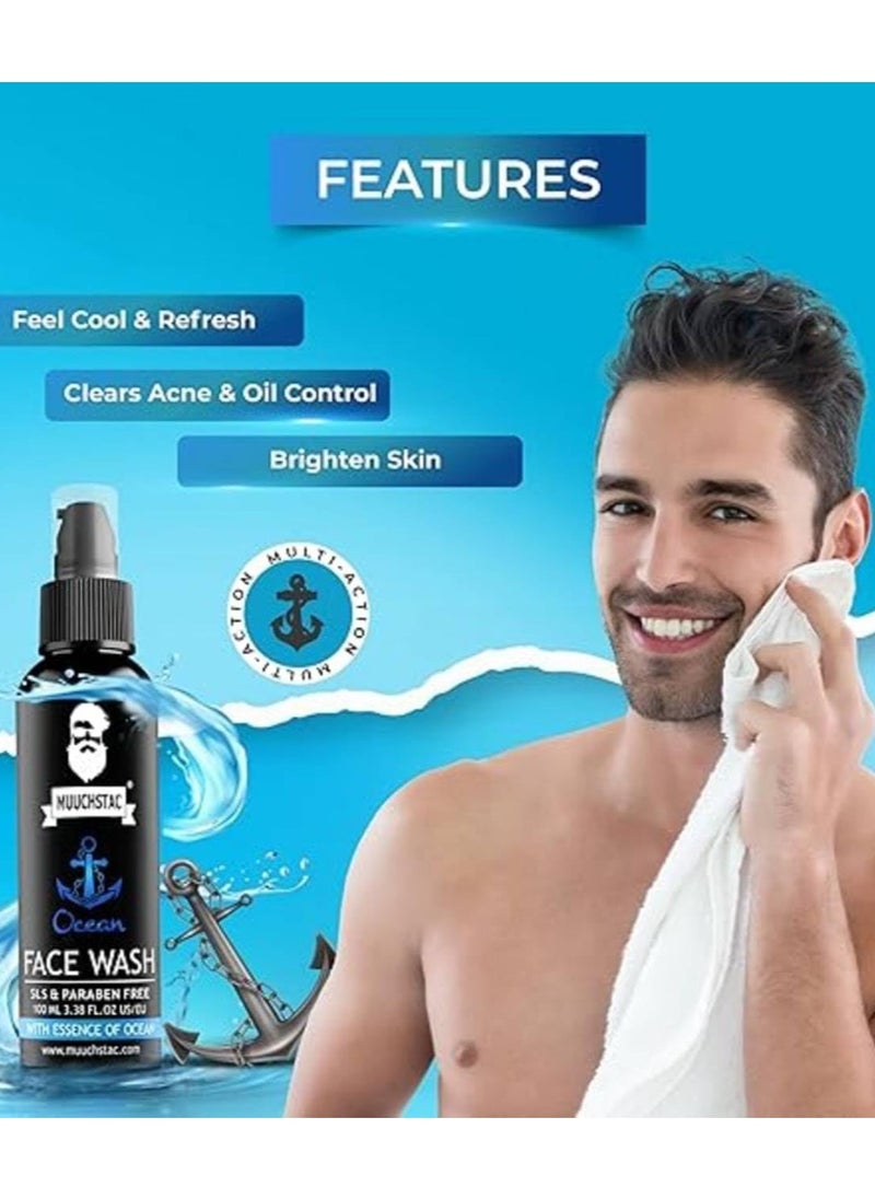 MUUCHSTAC Ocean Face Wash for Men 100 ml Pack of 2  - Image 2