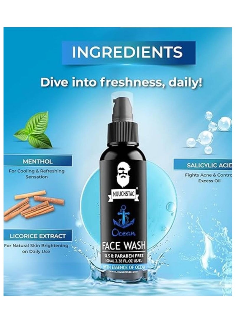 MUUCHSTAC Ocean Face Wash for Men 100 ml Pack of 2  - Image 4