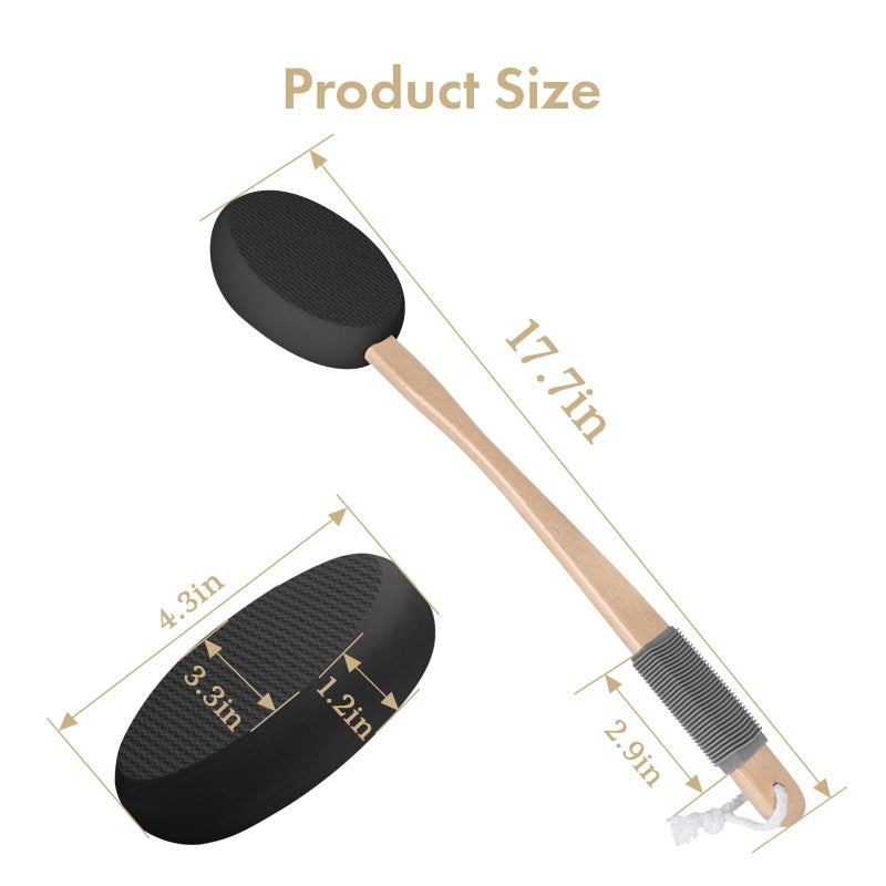 AmazerBath Lotion Applicator for Back, Feet, 4 Replaceable Pads with 1 Long Handled, Back Sunscreen Applicator for Elderly, Women, Apply Cream Medicine Skin Cream Moisturizer Sunscreen Tanner, Black - Image 2