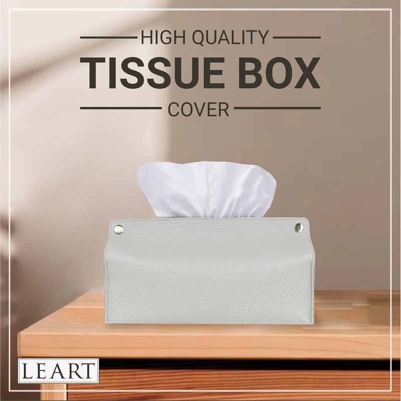 LeArt Leather Tissue Box Holder – Tissue Box Holder for Home Decorations for Living Room, Bedroom and Office | Tissue Box Cover | Car Tissue Holder | Tissue Box Cover for Car (Stone Grey) - Image 5