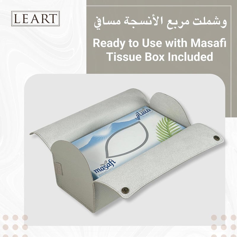 LeArt Leather Tissue Box Holder – Tissue Box Holder for Home Decorations for Living Room, Bedroom and Office | Tissue Box Cover | Car Tissue Holder | Tissue Box Cover for Car (Stone Grey) - Image 4