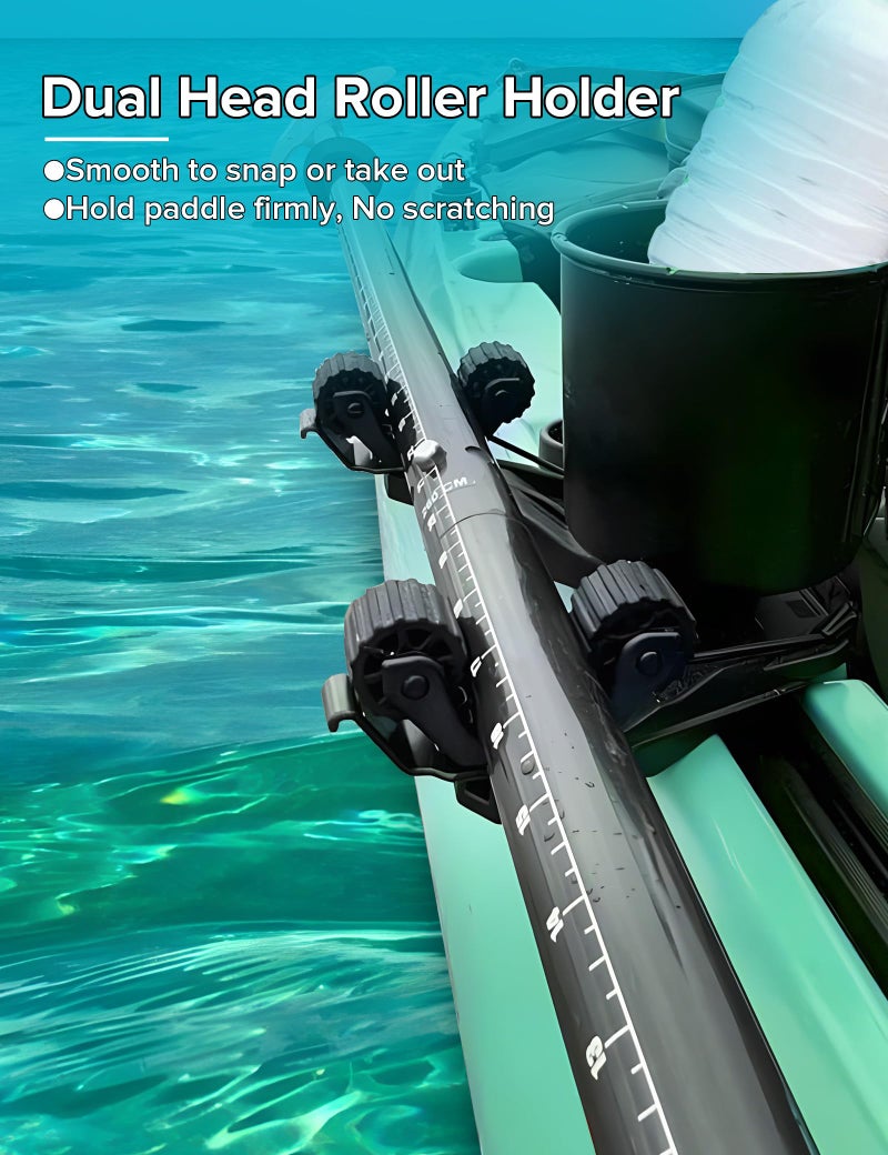 Atader Kayak Paddle Holder, Kayak Accessories for Fishing, Dual Head Kayak Track Mount Accessories, Offset Paddle Holder for Kayaking, Kayak Rail Accessories Black - Image 3