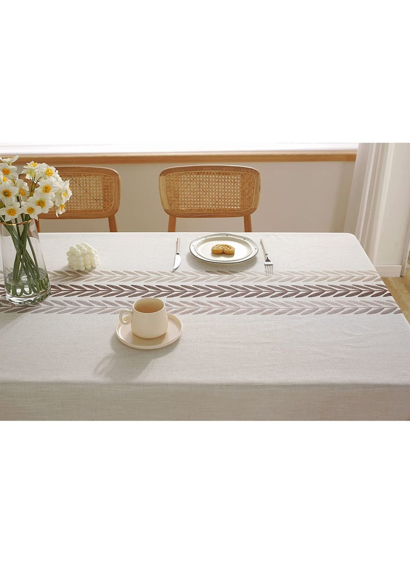 Arabest - Table Cloth Farm Kitchen Rectangle Coffee Table Cover Cotton Linen Tablecloth Beige Wine Leaf 55x70 Inches - Image 1