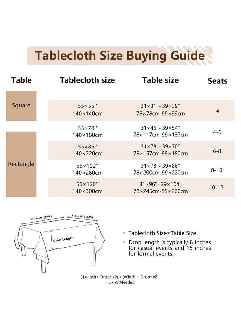 Arabest - Table Cloth Farm Kitchen Rectangle Coffee Table Cover Cotton Linen Tablecloth Beige Wine Leaf 55x70 Inches - Image 1
