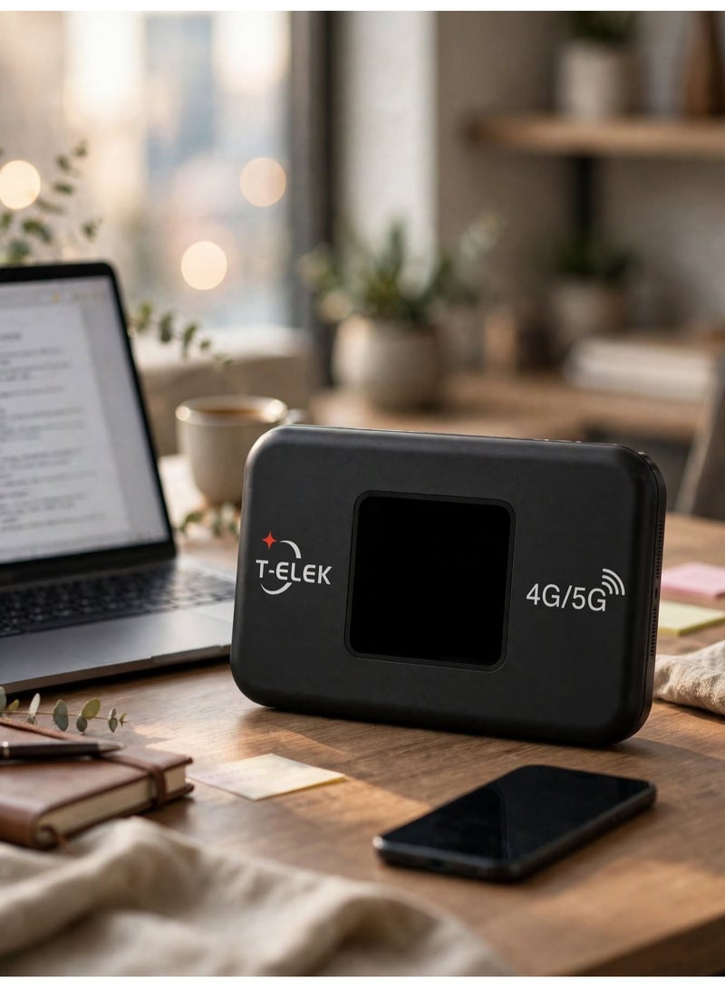 T-ELEK TM-9 5G LTE Wireless Modem WiFi Pro – Black, 300Mbps Portable WiFi Router, 3000mAh Rechargeable Battery, LCD Display, Type-C Charging, Supports Up to 12 Devices - Image 4