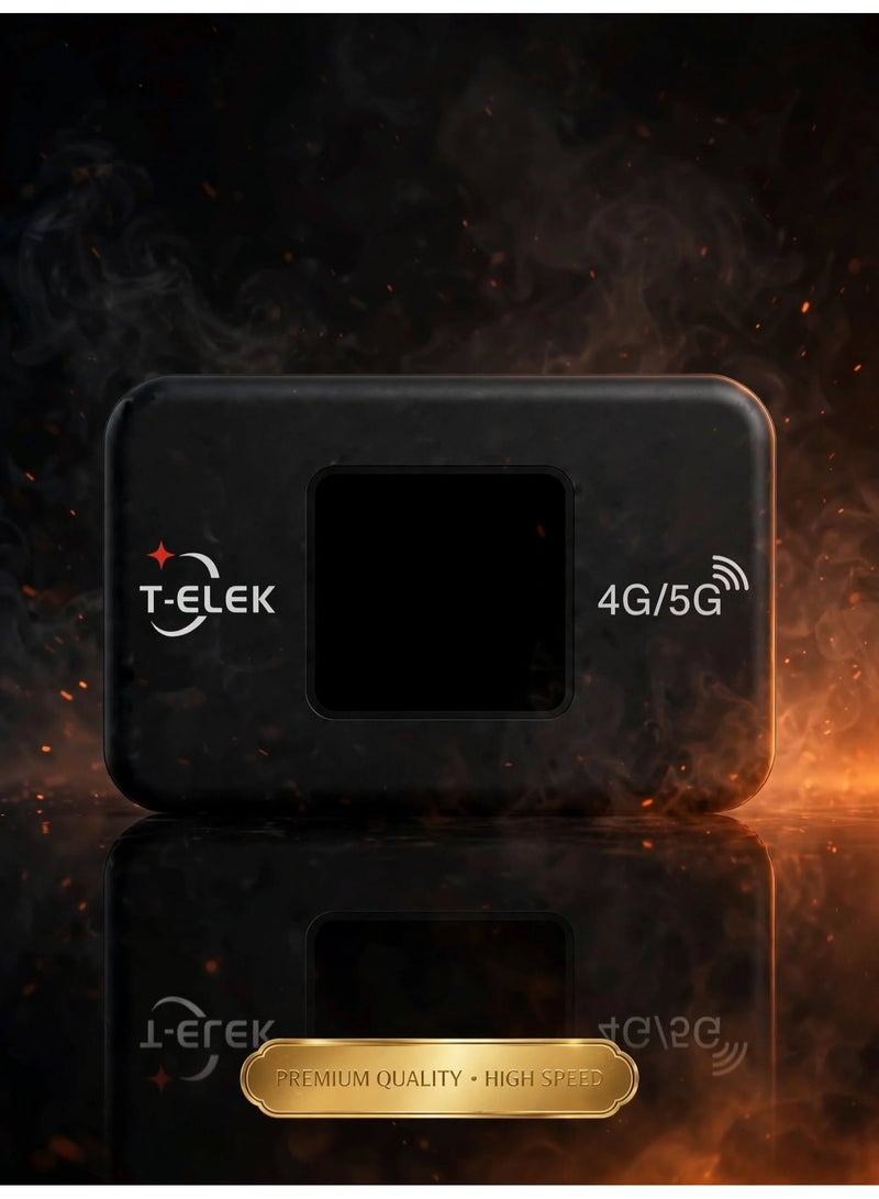 T-ELEK TM-9 5G LTE Wireless Modem WiFi Pro – Black, 300Mbps Portable WiFi Router, 3000mAh Rechargeable Battery, LCD Display, Type-C Charging, Supports Up to 12 Devices - Image 5