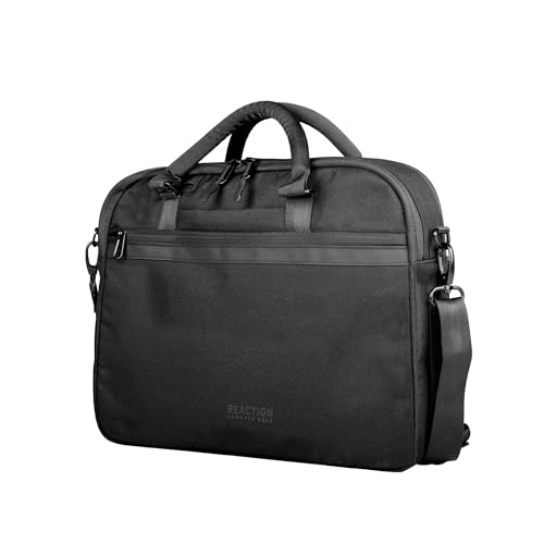 Kenneth Cole Reaction Kenneth Cole Recycled Polyester Slim 16" Laptop Business Briefcase, Black - Image 1