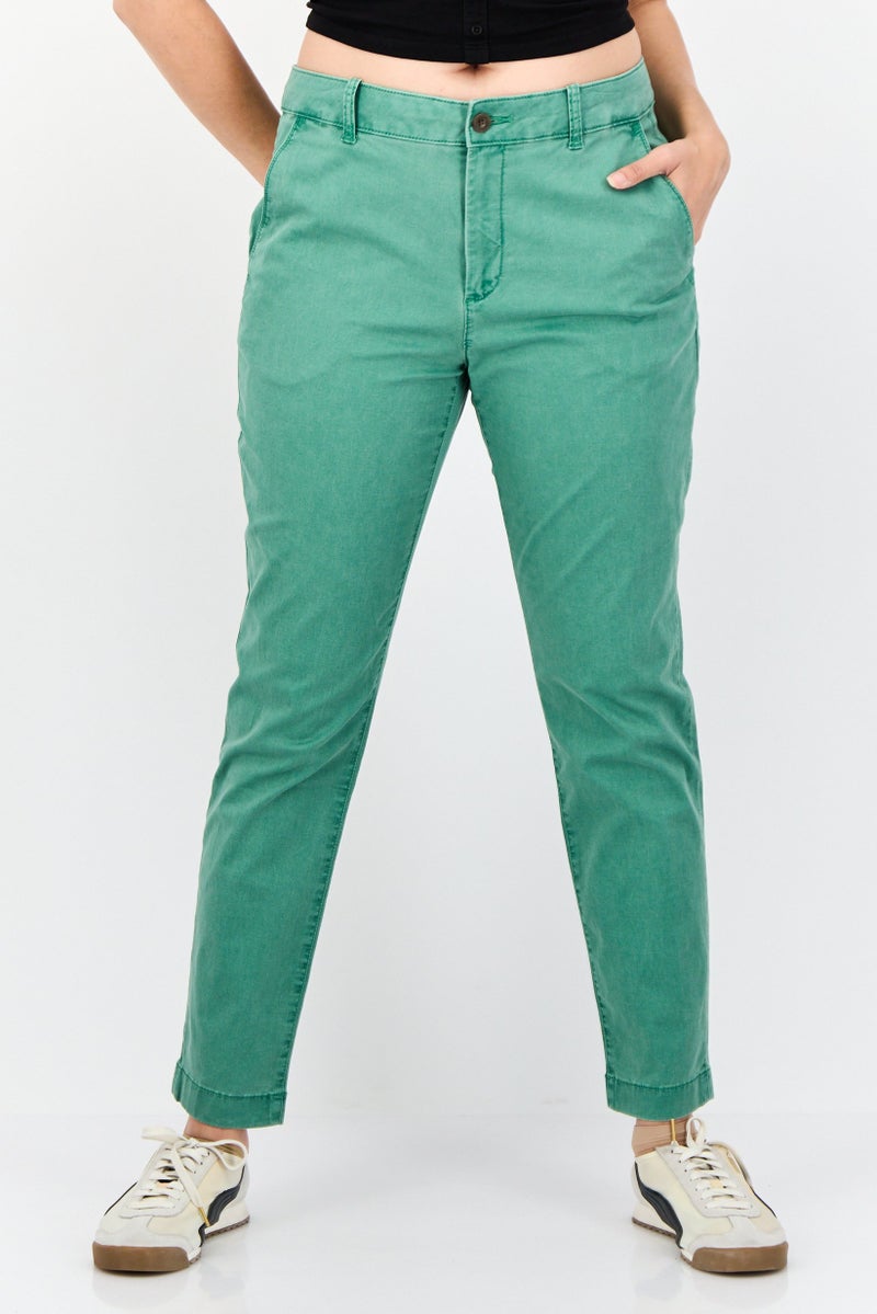 ESPRIT Women Regular Fit Solid 30 Inseam Chino Pants, Green - Image 1