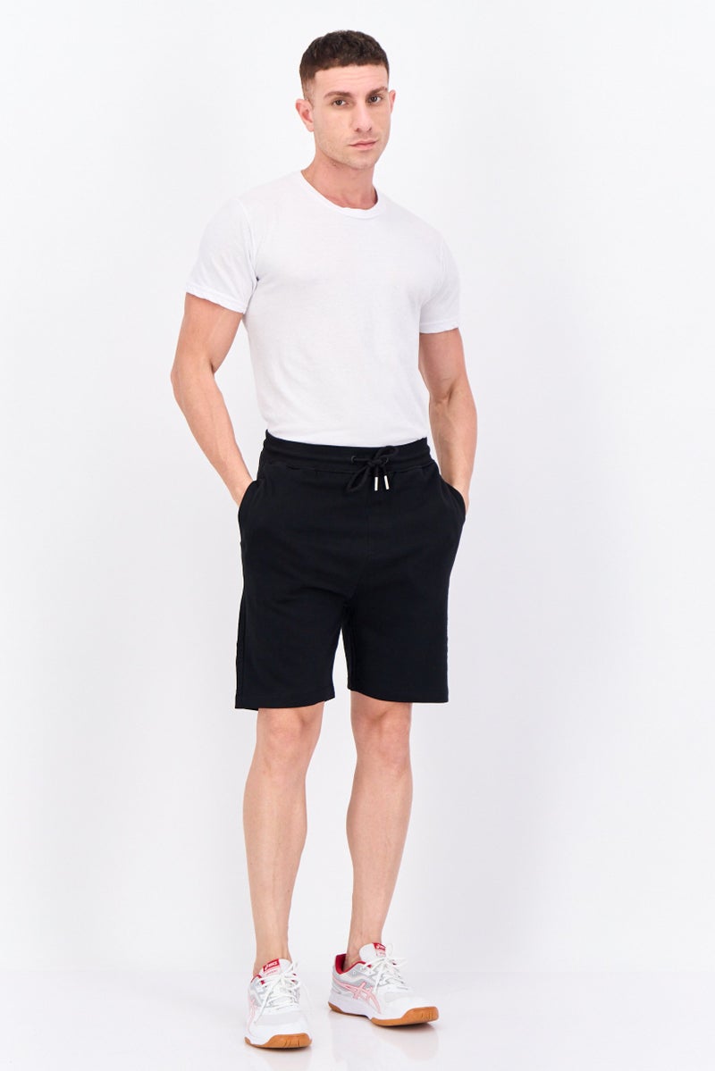 Gazzarrini Men Drawstring Brand Logo Basic Shorts, Black - Image 3