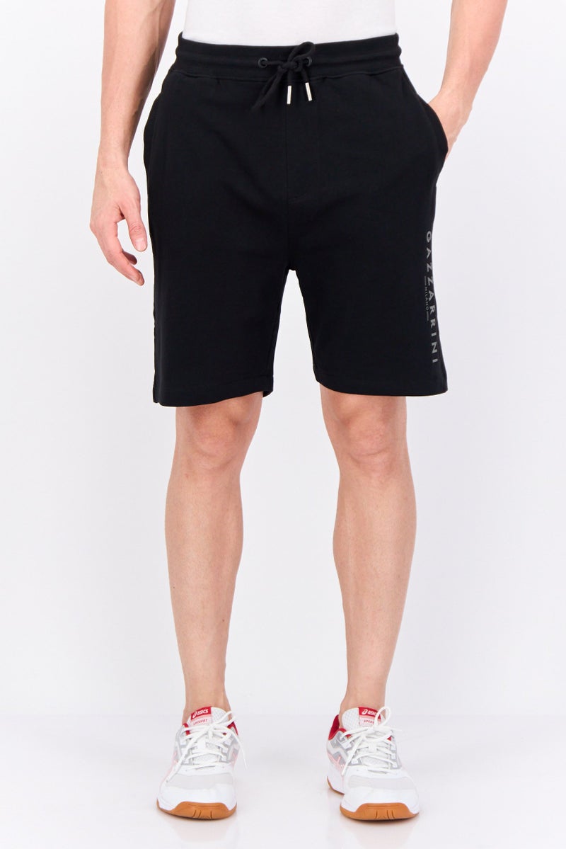 Gazzarrini Men Drawstring Brand Logo Basic Shorts, Black - Image 1