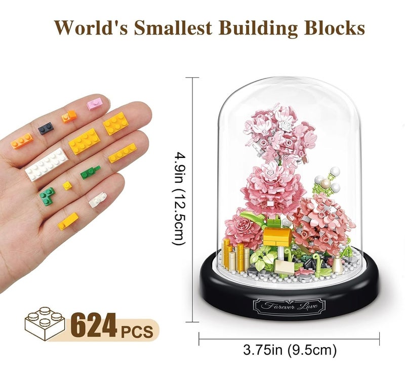 Gardenia Flower Bouquet Building Toy Set 624 Pcs Micro Mini Botanical Building Blocks Kit With Dust Cover Birthday Gifts For Adults And Kids Age 6 Years - Image 4