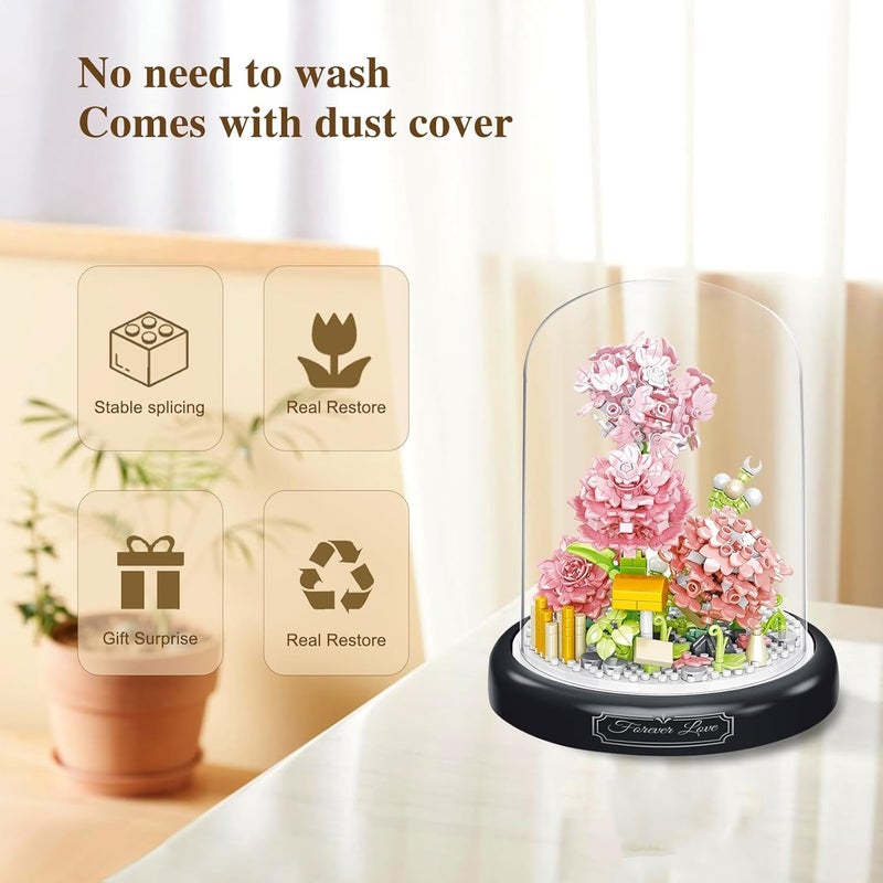Gardenia Flower Bouquet Building Toy Set 624 Pcs Micro Mini Botanical Building Blocks Kit With Dust Cover Birthday Gifts For Adults And Kids Age 6 Years - Image 3
