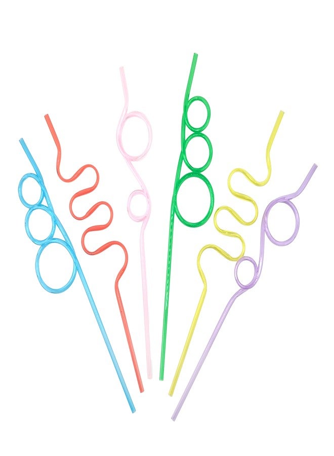 Homeford Neon Colored Plastic Crazy Straws, Assorted Colors, 6-Piece - Image 1