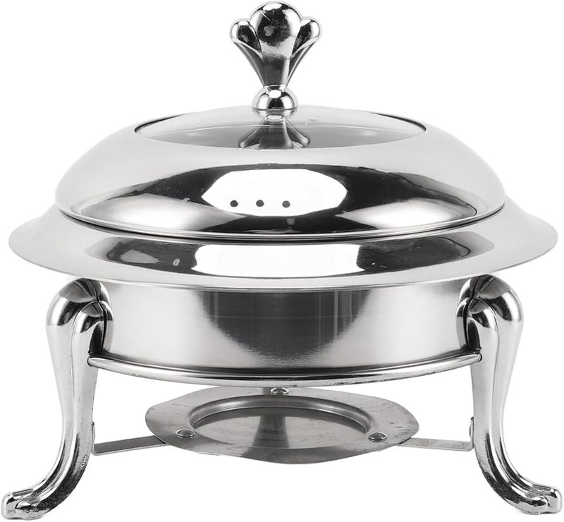 مجموعة طبق تدفئة متنقل من الفولاذ المقاوم للصدأ مقاس 24 سم لحفلات الزفاف - Image 1