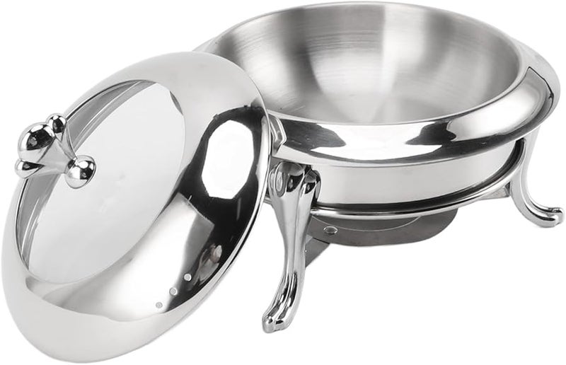 مجموعة طبق تدفئة متنقل من الفولاذ المقاوم للصدأ مقاس 24 سم لحفلات الزفاف - Image 4