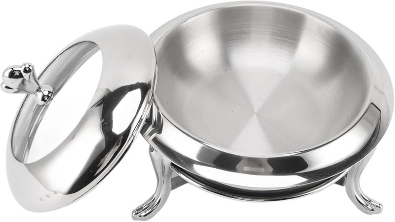 مجموعة طبق تدفئة متنقل من الفولاذ المقاوم للصدأ مقاس 24 سم لحفلات الزفاف - Image 5