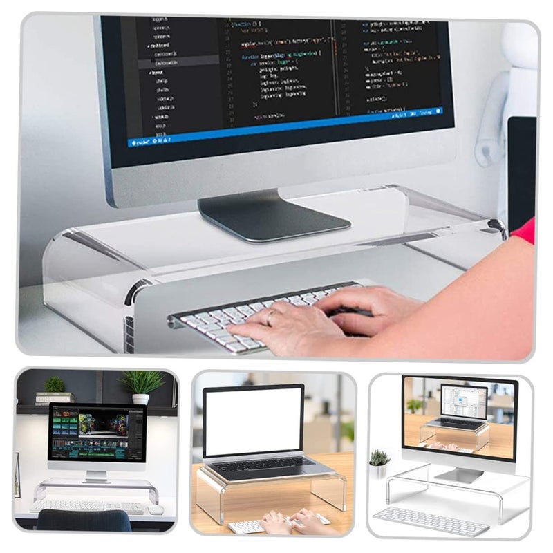 Acrylic Monitor Stand Riser with Desk Shelf for Single Monitor 12 Inches Wide - Image 3