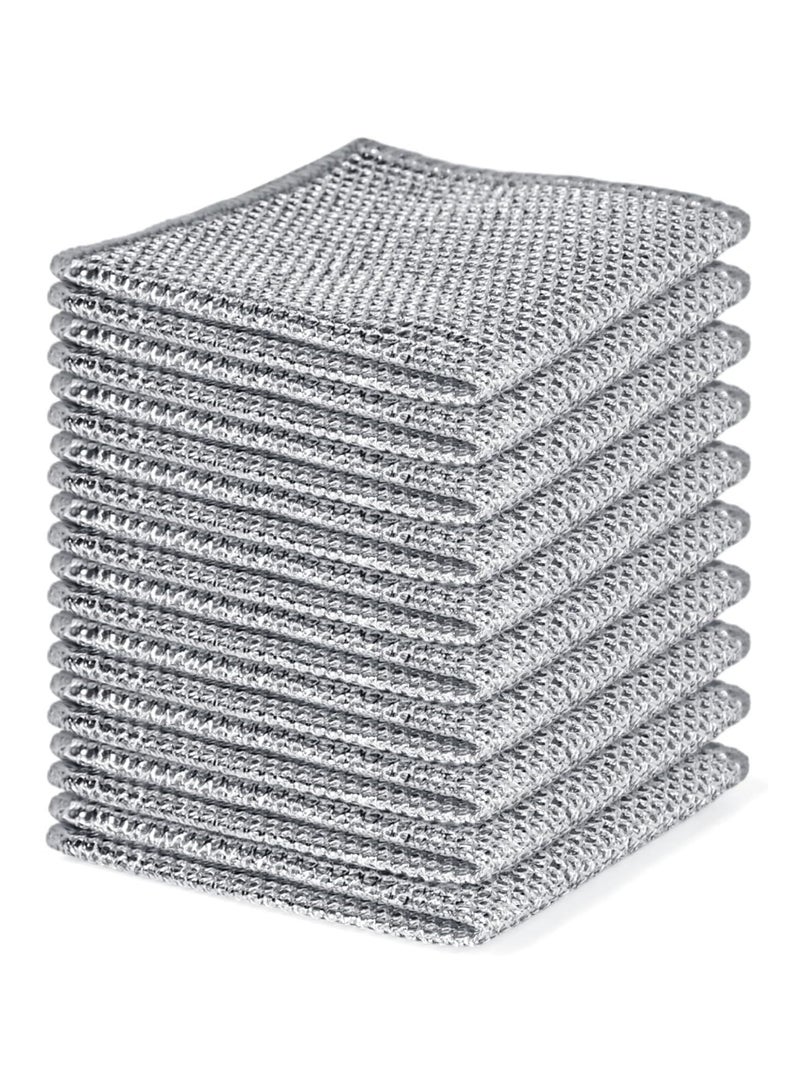 Reusable Wire Dishwashing Rags, 20 Pcs, Non-Scratch, Steel Wool Scrubber, Microfiber Cleaning Cloths, for Kitchen, Sinks, Pots, Pans - Image 1