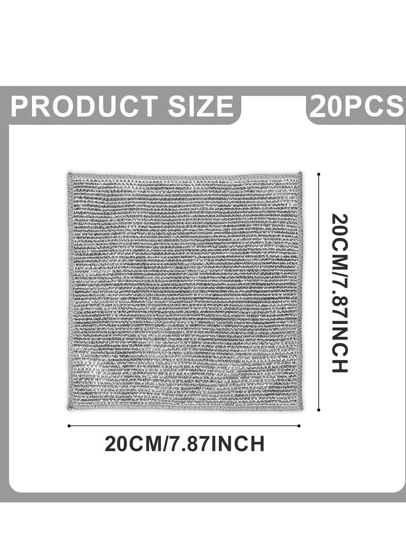 Reusable Wire Dishwashing Rags, 20 Pcs, Non-Scratch, Steel Wool Scrubber, Microfiber Cleaning Cloths, for Kitchen, Sinks, Pots, Pans - Image 2