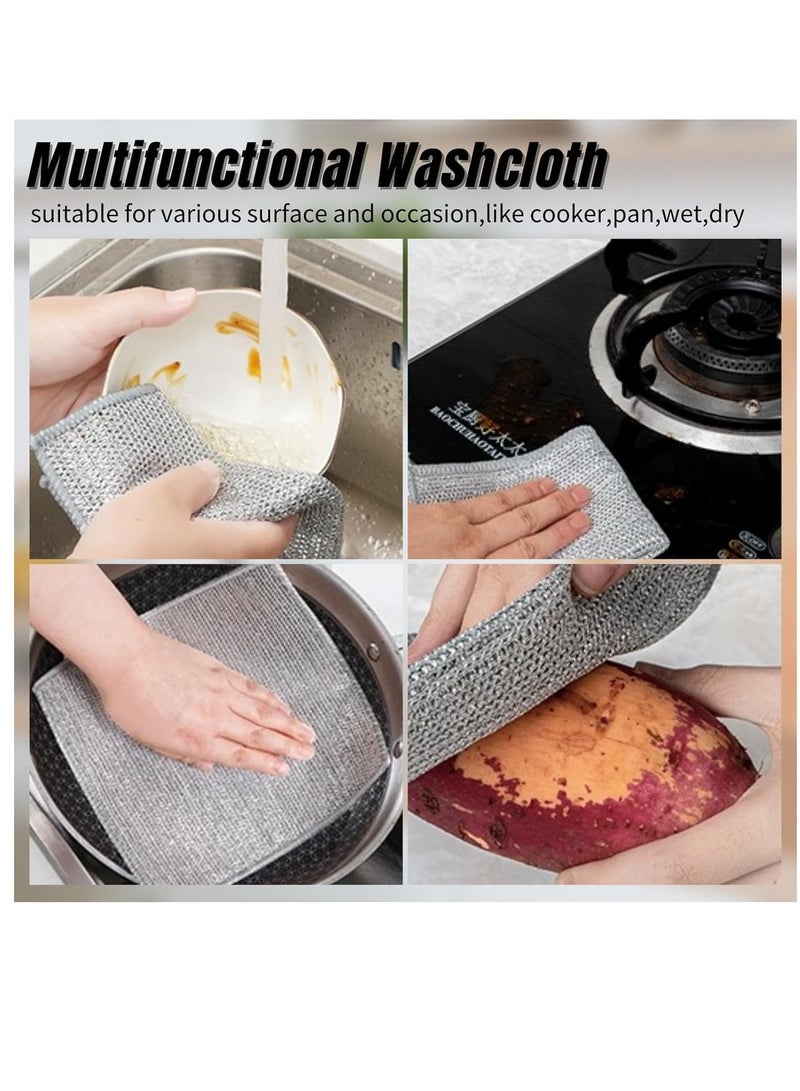 Reusable Wire Dishwashing Rags, 20 Pcs, Non-Scratch, Steel Wool Scrubber, Microfiber Cleaning Cloths, for Kitchen, Sinks, Pots, Pans - Image 3