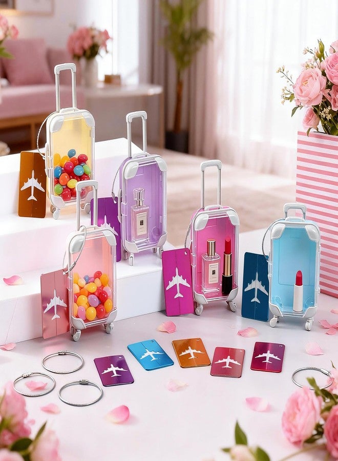 Teecyhooo 5 Pcs Mini Suitcase Party Favor Boxes and 5 Pcs Metal Luggage Tags with Card, Clear Mini Luggage Gift Boxes for Girls Wedding Travel Birthdays Bachelorette (6.5 x 2.8 x 1.4 Inch,Multicolor - Image 4